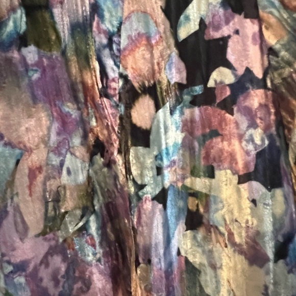 Sharrone Velvet Dress Size 8 Button Front Modest Long Structured Shoulders - Picture 4 of 5